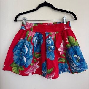 Hollister Red mini Skirt with Blue Floral Print